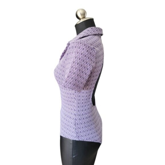 Preppy  Geometric Violet Purple Print Bodysuit ZARA Size Small - Picture 6 of 12